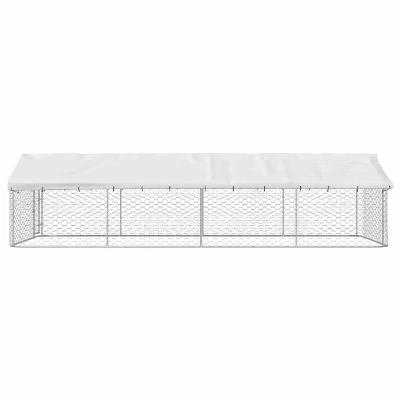 Buitenren – Dierenren – Hondenren – Kattenren – Metaalren – Zilver – Stevige Metalen Constructie – Vergrendelbaar Dak 600x300x150 cm