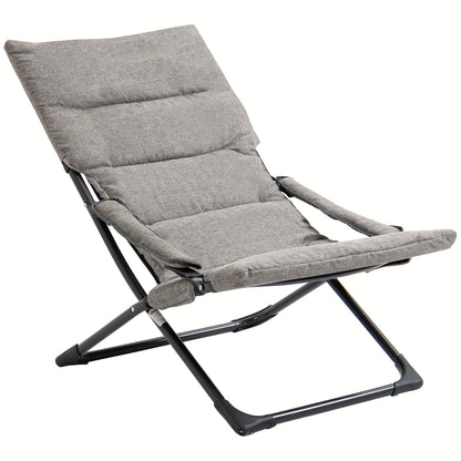 Opvouwbare Stoel – Klapstoel – Zitstoel – Binnenstoel – Relaxstoel – Verwijderbaar Kussen – Stevig Stalen Frame – Grijs – 66x94x79 cm