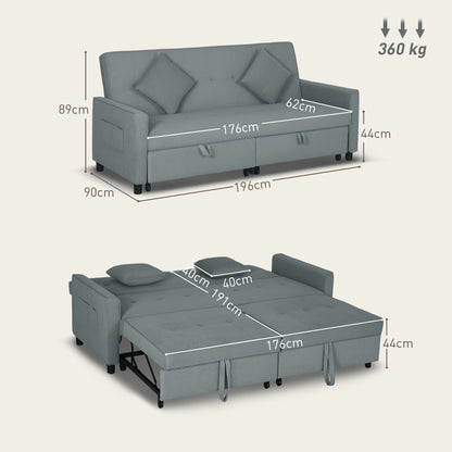Slaapbank – Bedbank – Bankbed – Logeerbed – Sofa – 3-zits – Velours Bekleding – Verstelbare Rugleuning