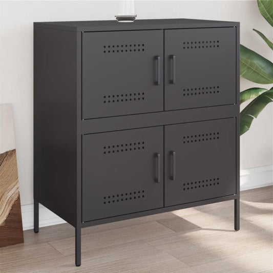 Modern Black Metal Sideboard Cabinet with 3 Doors & 2 Shelves - Contemporary Style, Removable, Floor-Standing Storage Organizer for Living Room, Bedroom, Office, Cabinet Storage, Minimalist Design, Metal Construction, Sleek F