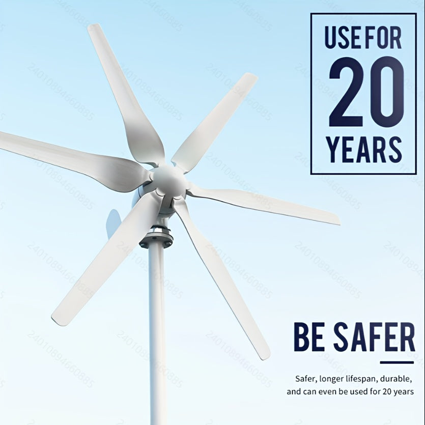 1000W Horizontale As Windturbine – Windmolen – Energieopwekker – Off-Grid Generator – 6 Bladen – Start Bij Lage Wind – Stil En Weerbestendig