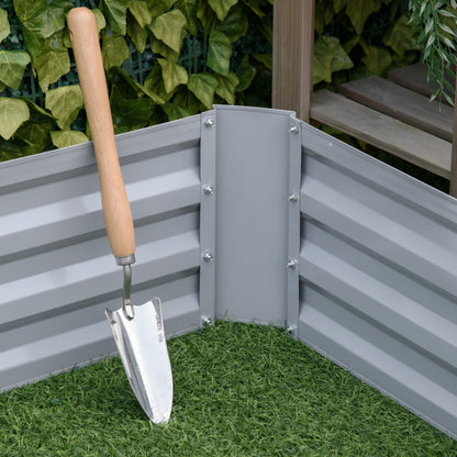 Bloembak – Plantenbak – Tuinbak – Bloembakset – Kruidenbak – Grijs – Set van 2 – Stalen Frame – Open Bodem – 100x100x30 cm