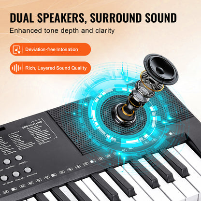 Keyboard – Toetsenbord – Digitale Piano – Keyboard Piano – Elektronisch Toetseninstrument – 61 Toetsen – 200 Klanken & 200 Ritmes