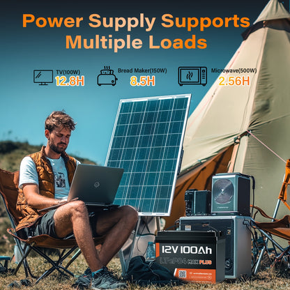 Lithium Accu – LiFePO4 Accu – 12V Accu – Lithium Batterij – Oplaadbare Accu – 100Ah Capaciteit – Ingebouwd 100A BMS – Bestand Tegen Lage Temperaturen