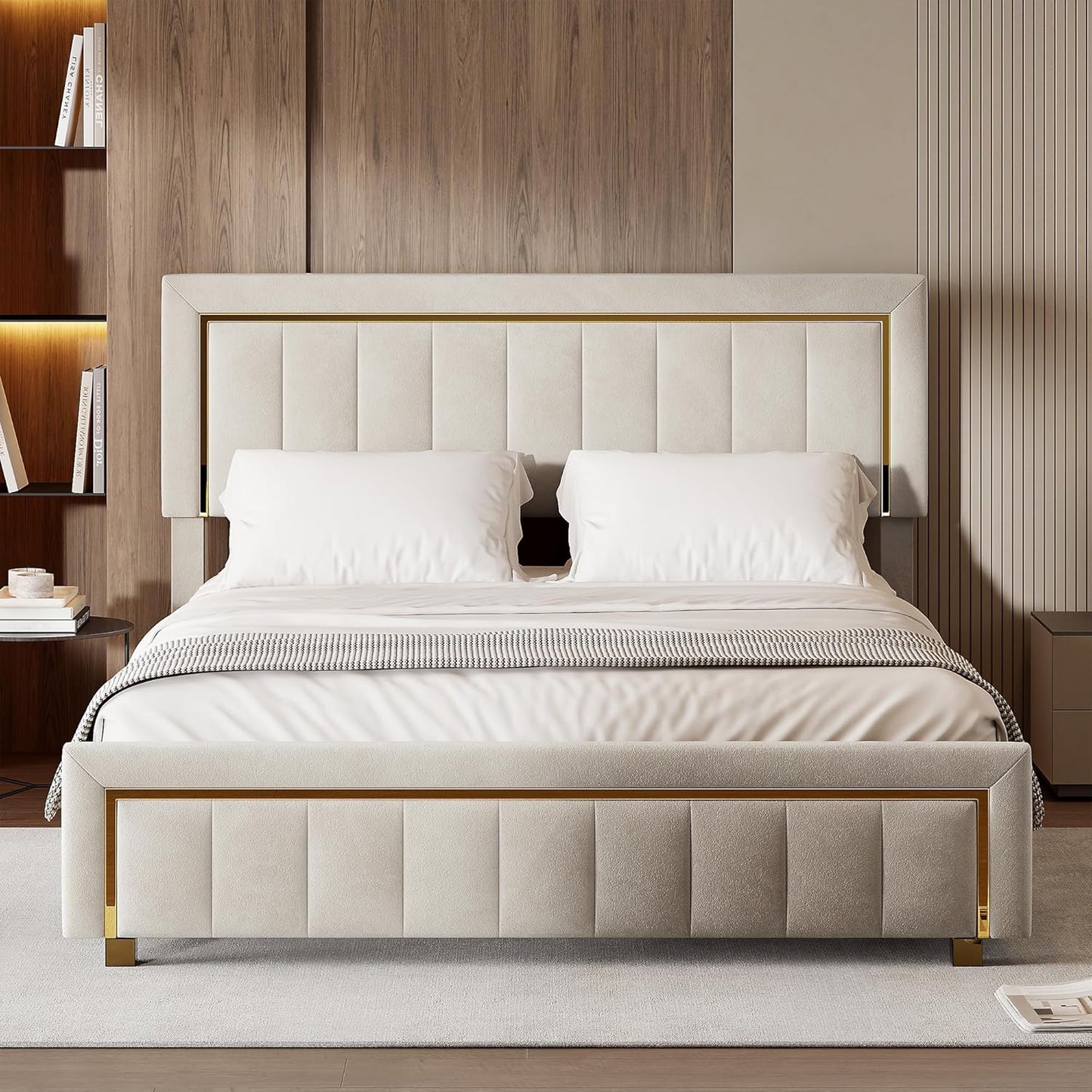 Gestoffeerd Tweepersoonsbed – Opbergbed – Bedframe – Slaapbank – Logeerbed – 160x200 cm – Velvet Bekleding – Hydraulische Opberglade