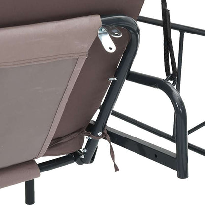 Hollywood Schommelstoel – Schommelstoel Met Kap – Loungestoel Buiten – Hangstoel Tuin – Patio Stoel Bruin – Stevig Stalen Frame – Weerbestendig Met Kussen