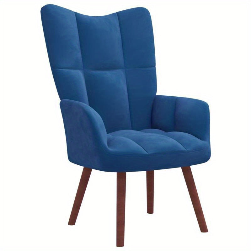 Relaxstoel – Fauteuil – Lounge Stoel – Relaxfauteuil – Zitstoel – Diepblauw Velours – Massief Hardhouten Frame