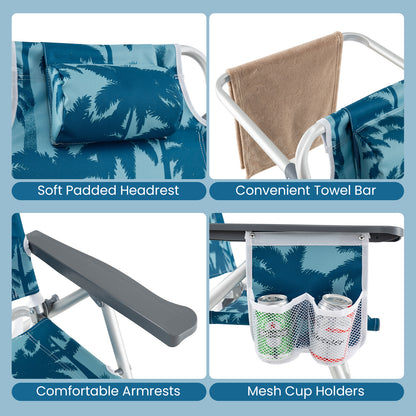 Camping Set – Camping Meubelset – Outdoor Tafel Met Stoelen – Strandmeubilair – Picknickset – Inklapbare Tafel Met 5 Verstelbare Hoeken – Lichtgewicht Aluminium Frame Met Bekerhouders – Blauw