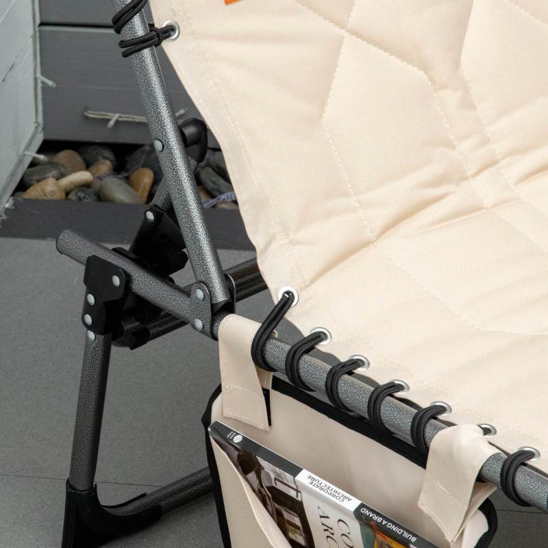 Opvouwbare Tuinstoel – Klapstoel – Loungestoel – Buitenkamerstoel – Balkonstoel – Verstelbare Rugleuning – Metalen Frame