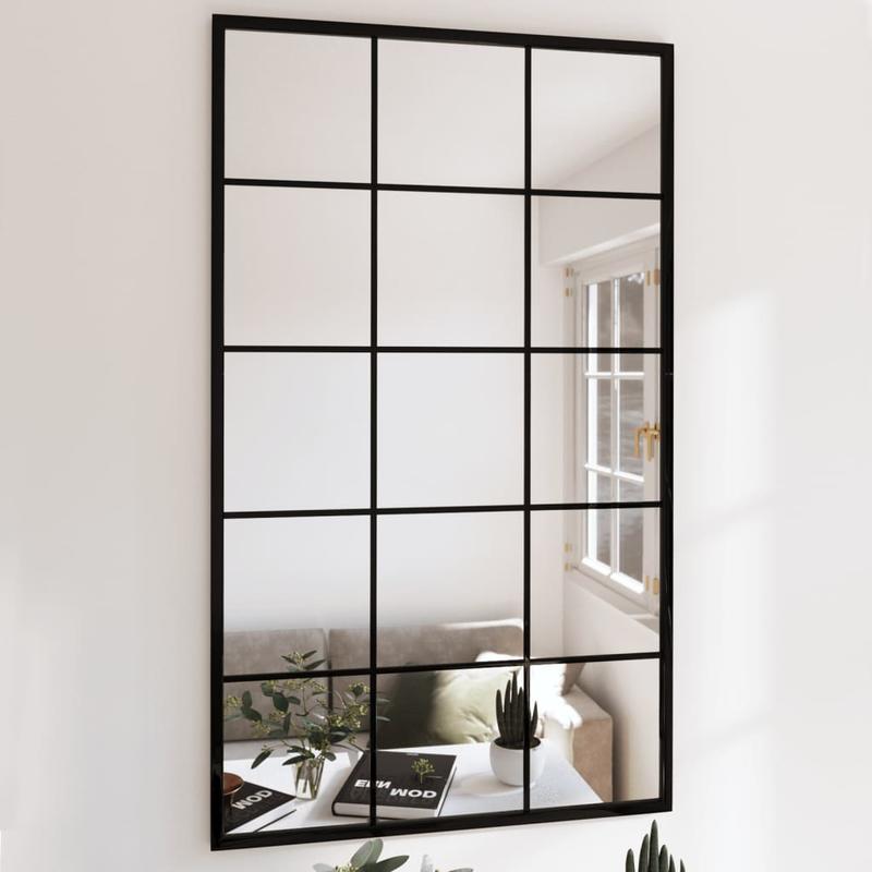 Black Wall Mirror 100X60 Cm • Black Metal Frame • Minimalist Design • Lightweight