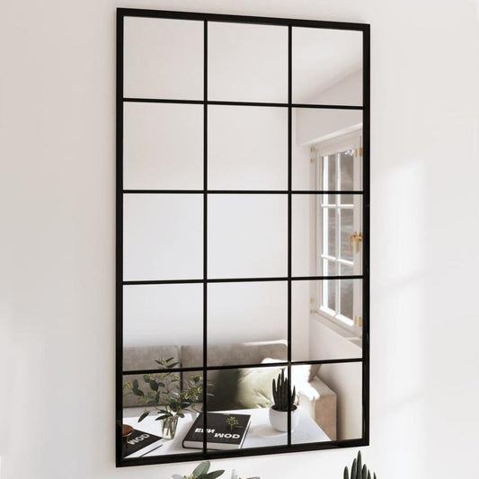 Black Wall Mirror 100X60 Cm • Black Metal Frame • Minimalist Design • Lightweight