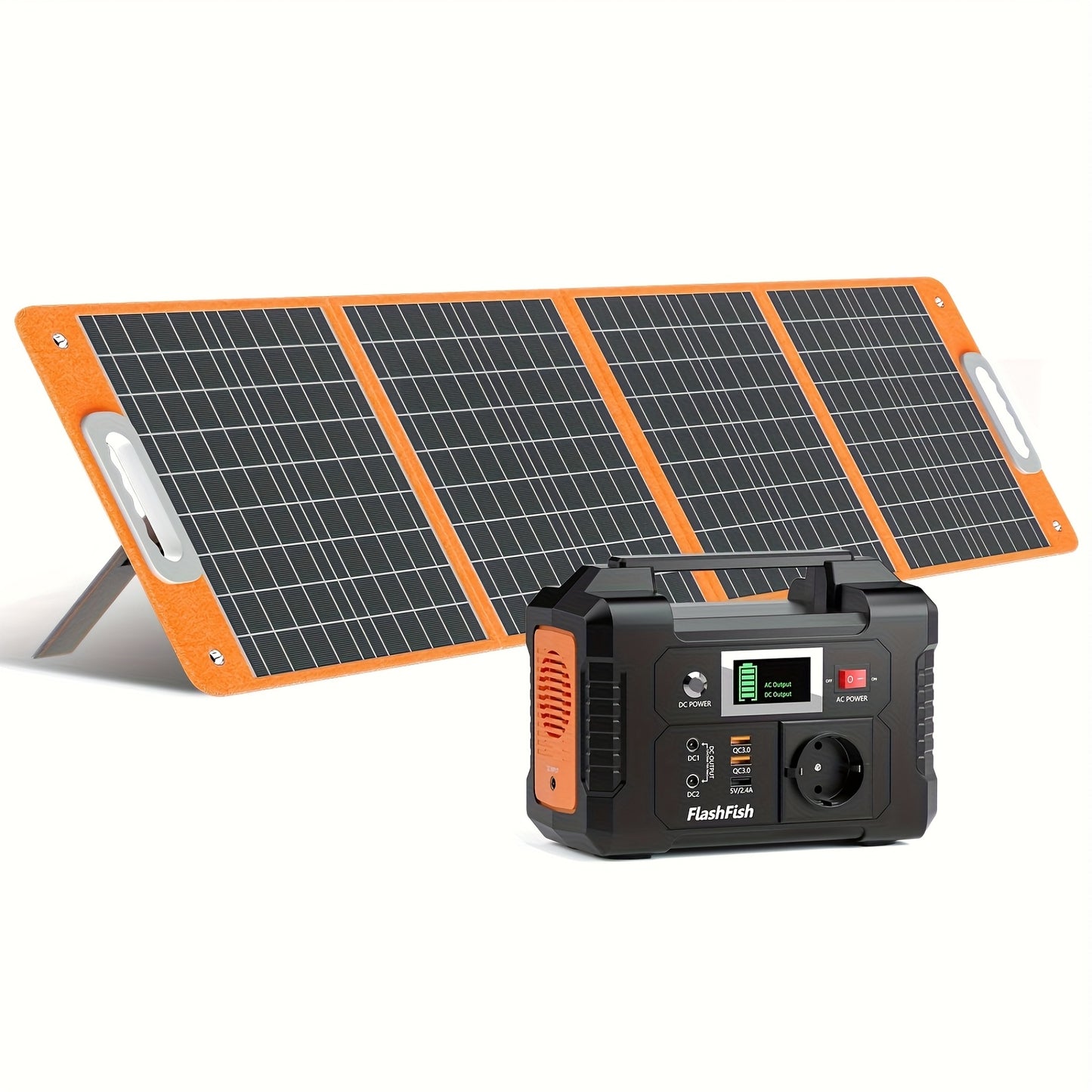 Powerbank – Power Station – Draagbare Oplaadmodule – Noodstroomvoorziening – Zonne-oplader – 200W Vermogen – 100W Opvouwbaar Zonnepaneel