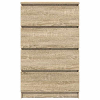 Kast – Opbergkast – Sideboard – Dressoir – Ladekast – Sonoma Oak – 4 Laden & Afsluitbare Deuren – MDF Hout 60x35x98,5 cm – Stevig & Eenvoudig Te Monteren