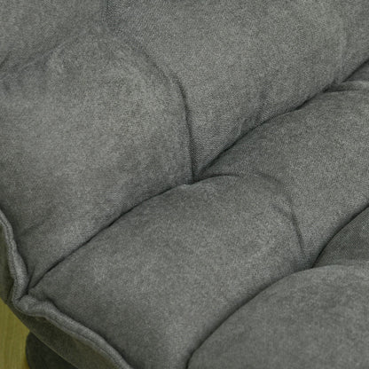 Draaifauteuil – Fauteuil – Lounge Stoel – Relaxstoel – Zithoekstoel – 360° Draaibaar – Verstelbare Rugleuning – Grijze Tweed Bekleding – Metaal Frame