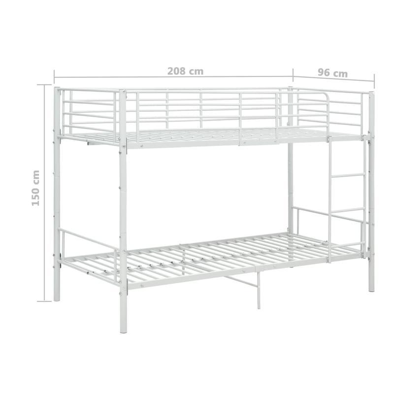 White Metal Bunk Bed 90x200cm - Space-Saving Sturdy Frame, Classic Design with Safety Guardrails & Ladder, Easy Assembly for Small Apartments, Dorms, Guest Rooms - Durable Metal Construction, No Power Needed, Bunk Bed for Bed