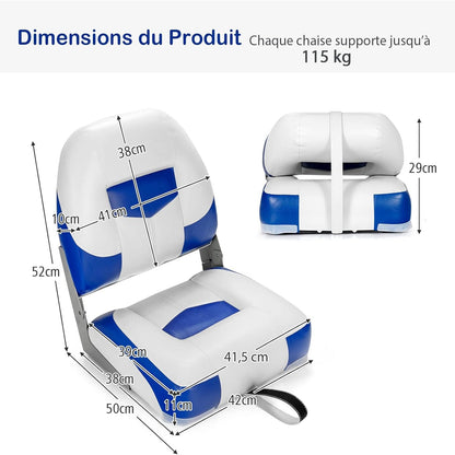 Folding Boat Chair, Set of Two, Folding Seat with Long Fastening Belt And Stainless Steel Screws, Boat Seat