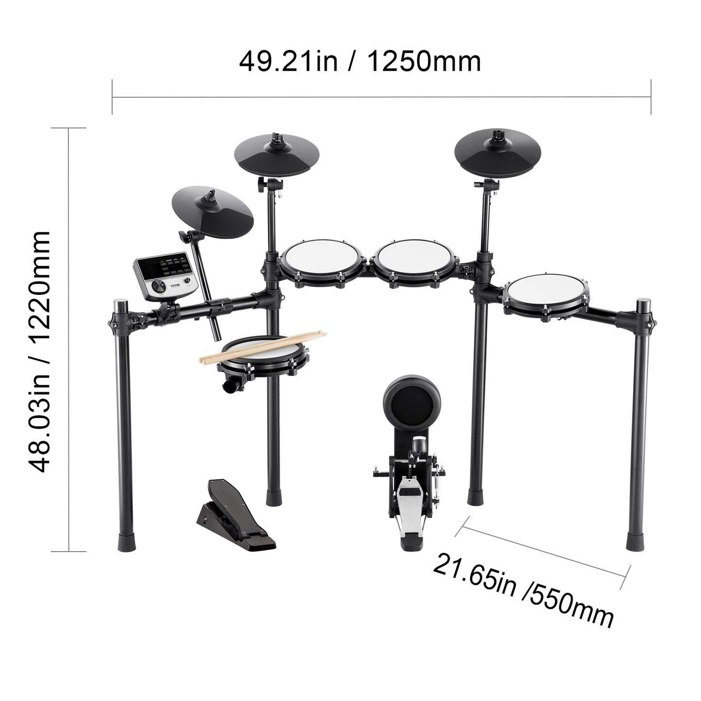 Elektronische Drumstel – Elektrisch Drumstel – E-Drum – Digitaal Drumstel – Elektronisch Drumkit – 480 Geluiden – Verstelbaar Standaard