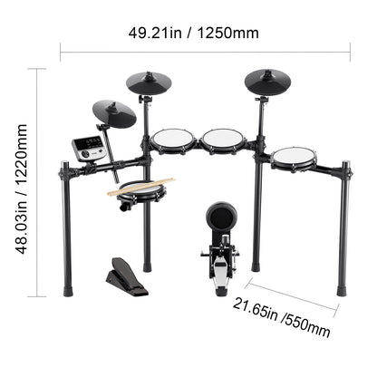 Elektronische Drumstel – Elektrisch Drumstel – E-Drum – Digitaal Drumstel – Elektronisch Drumkit – 480 Geluiden – Verstelbaar Standaard