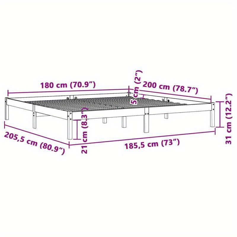 Bedframe – Bedbodem – Ledikant – Slaapbank – Boxspring – Massief Hout – Wax Bruin – 180x200 cm – Vurenhout