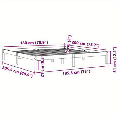 Bedframe – Bedbodem – Ledikant – Slaapbank – Boxspring – Massief Hout – Wax Bruin – 180x200 cm – Vurenhout
