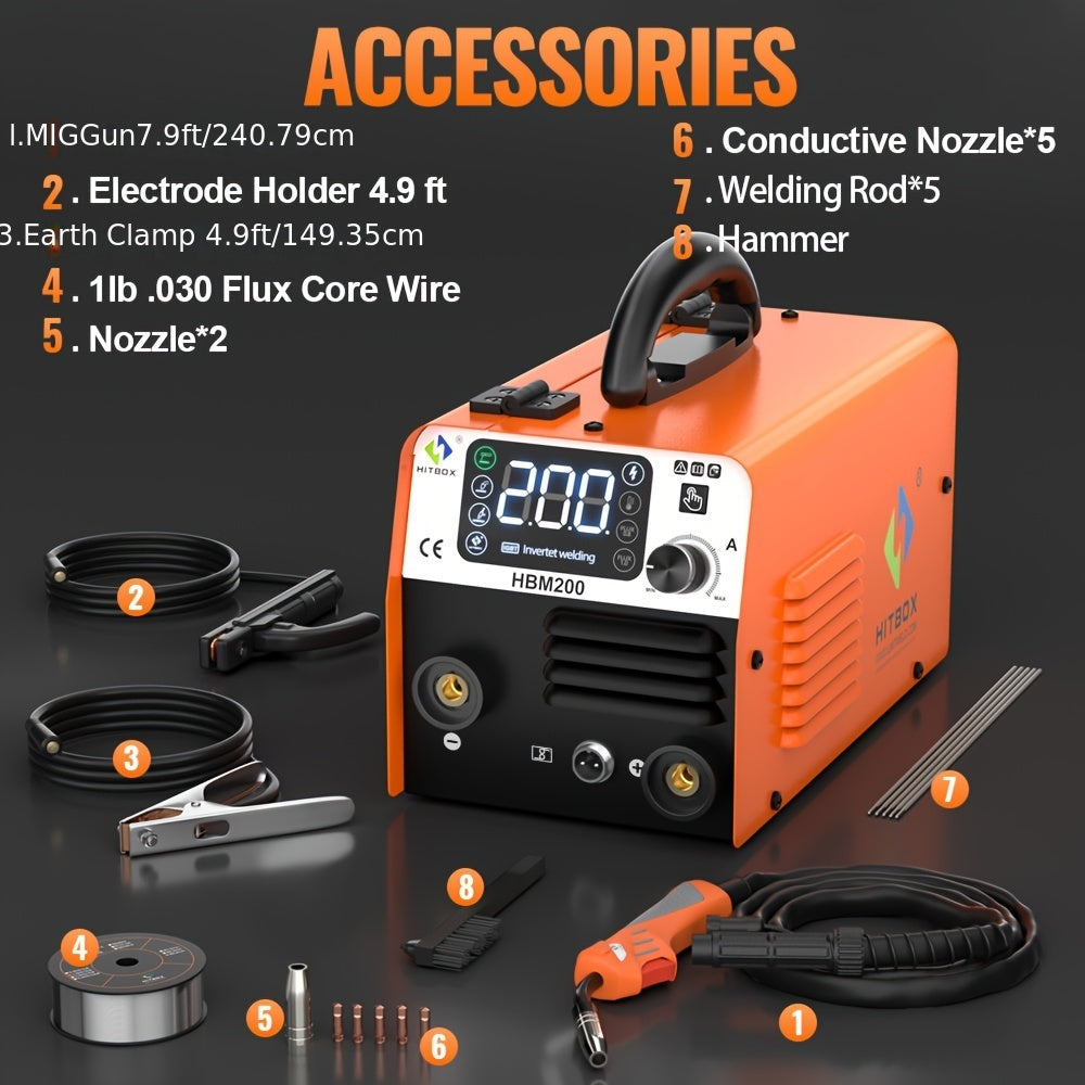 Lasapparaat – Lasmachine – Booglasmachine – IGBT Inverter – MIG Lassen Zonder Gas – 3-in-1 MIG TIG ARC – 200 Ampère – Draagbaar & Duurzaam Metalen Behuizing