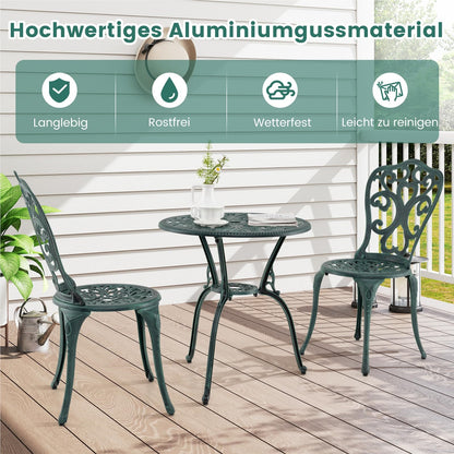 Tuinset – Bistroset – Balkonset – Loungeset – Tuinmeubelset – Weerbestendig Aluminium – Parasolhouder – Groen