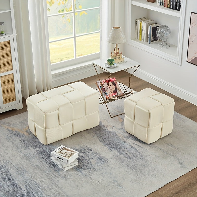 Kruk – Poef – Zitkruk – Bijzetkruk – Voetenbankje – Corduroy Stof – Compact 40x40x40 cm – Beige