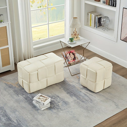 Kruk – Poef – Zitkruk – Bijzetkruk – Voetenbankje – Corduroy Stof – Compact 40x40x40 cm – Beige