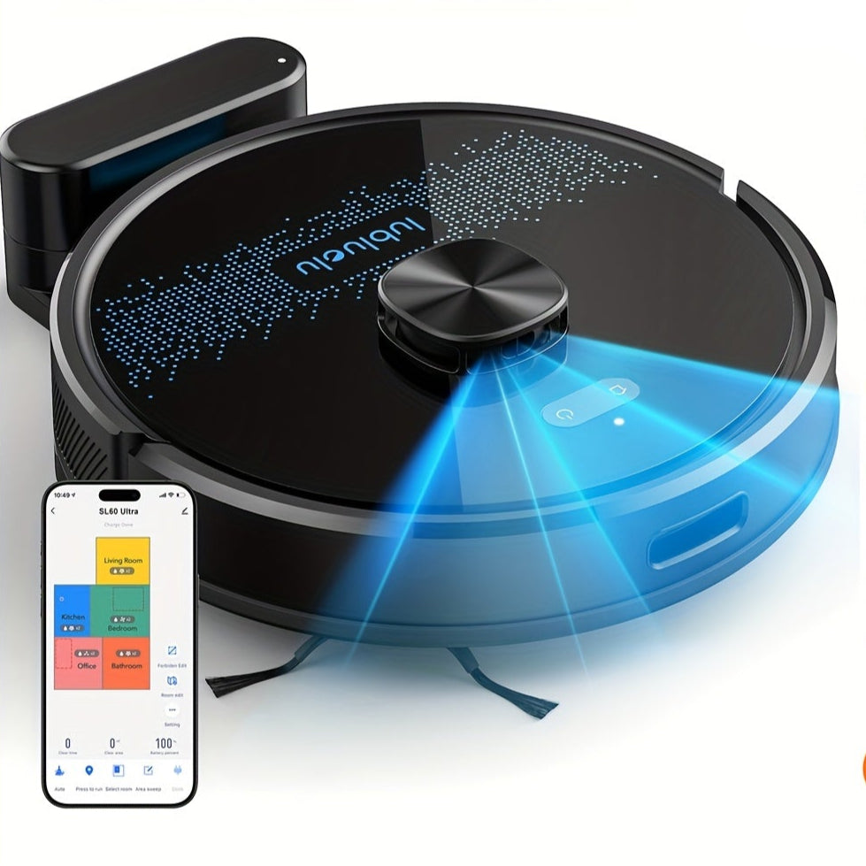 Robotstofzuiger – Robotstofzuiger met dweilfunctie – Automatische stofzuiger – Robotmop – Slimme schoonmaker – 4500 Pa Zuigkracht – 360° Laser LiDAR Navigatie – SL68/SL60Ultra