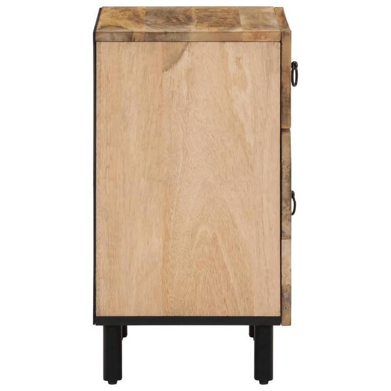 Nachtkastje – Bijzettafel – Ladekast – Opbergkast – Nachtkast – Massief Mangohout – Modern Design – Compact 50x33x60 cm – Zwarte en Gouden Deuren