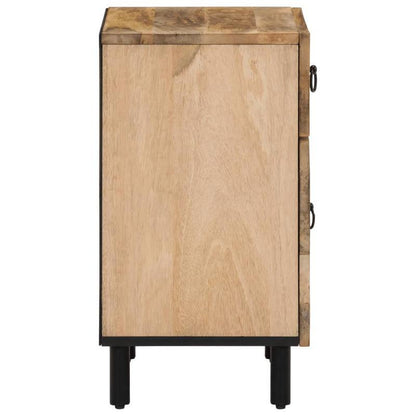 Nachtkastje – Bijzettafel – Ladekast – Opbergkast – Nachtkast – Massief Mangohout – Modern Design – Compact 50x33x60 cm – Zwarte en Gouden Deuren