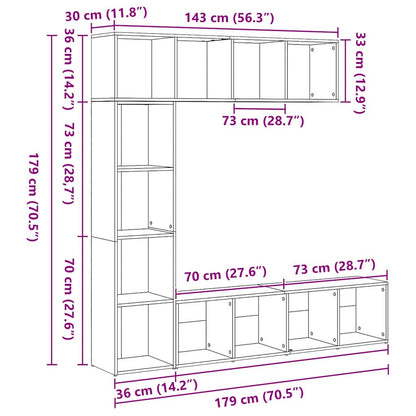 Boekenkast – Boekplank – Boekenrek – Opbergkast – Zwarte Eikenlook – Verstelbare Planken – 12 Ingebouwde Planken – Hoogwaardig Bewerkd Hout