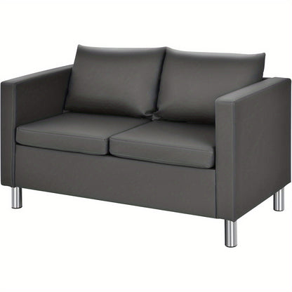 2-zitsbank – loveseat – zitbank – tweezits – tweezitsbank – ergonomisch zitcomfort – synthetisch leer grijs