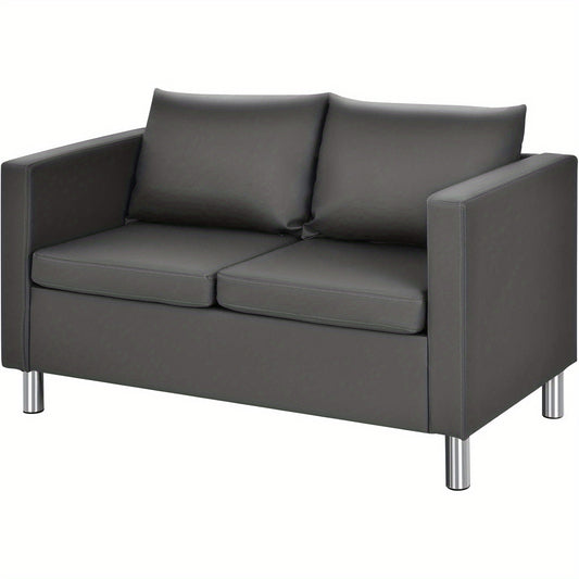 2-zitsbank – loveseat – zitbank – tweezits – tweezitsbank – ergonomisch zitcomfort – synthetisch leer grijs