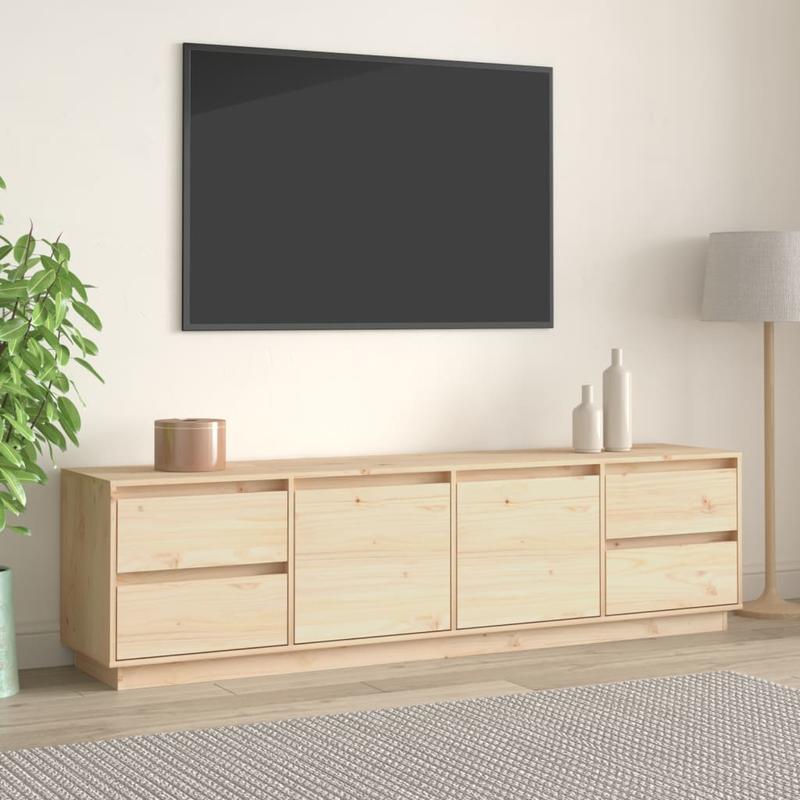 Mid-Century Modern Farmhouse-Style TV Stand for Living Room, Entertainment Center with Ample Storage, Solid Pine Wood, 176x37.5x47.5 cm, Perfect for Kitchen and Living Room