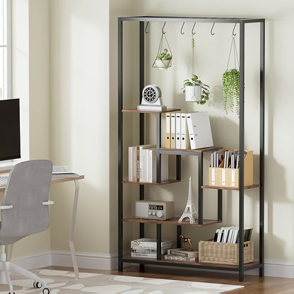 Plantenrek – Plantenstandaard – Bloemenrek – Plantentrap – Plantentafel – 179 cm Hoog – 5-Lagen Hout Met 6 S-Haken – Geschikt Voor Binnen & Buiten
