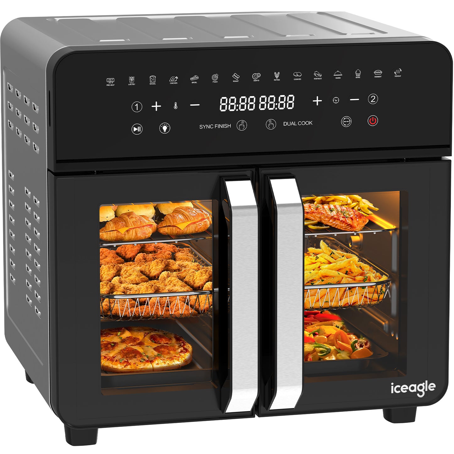 Airfryer – Heteluchtfriteuse – Friteuse – Heteluchtoven – Gezond Koken – 23L XXL Inhoud – Dual-Zone Met Koekprogramma’s & Verlichting