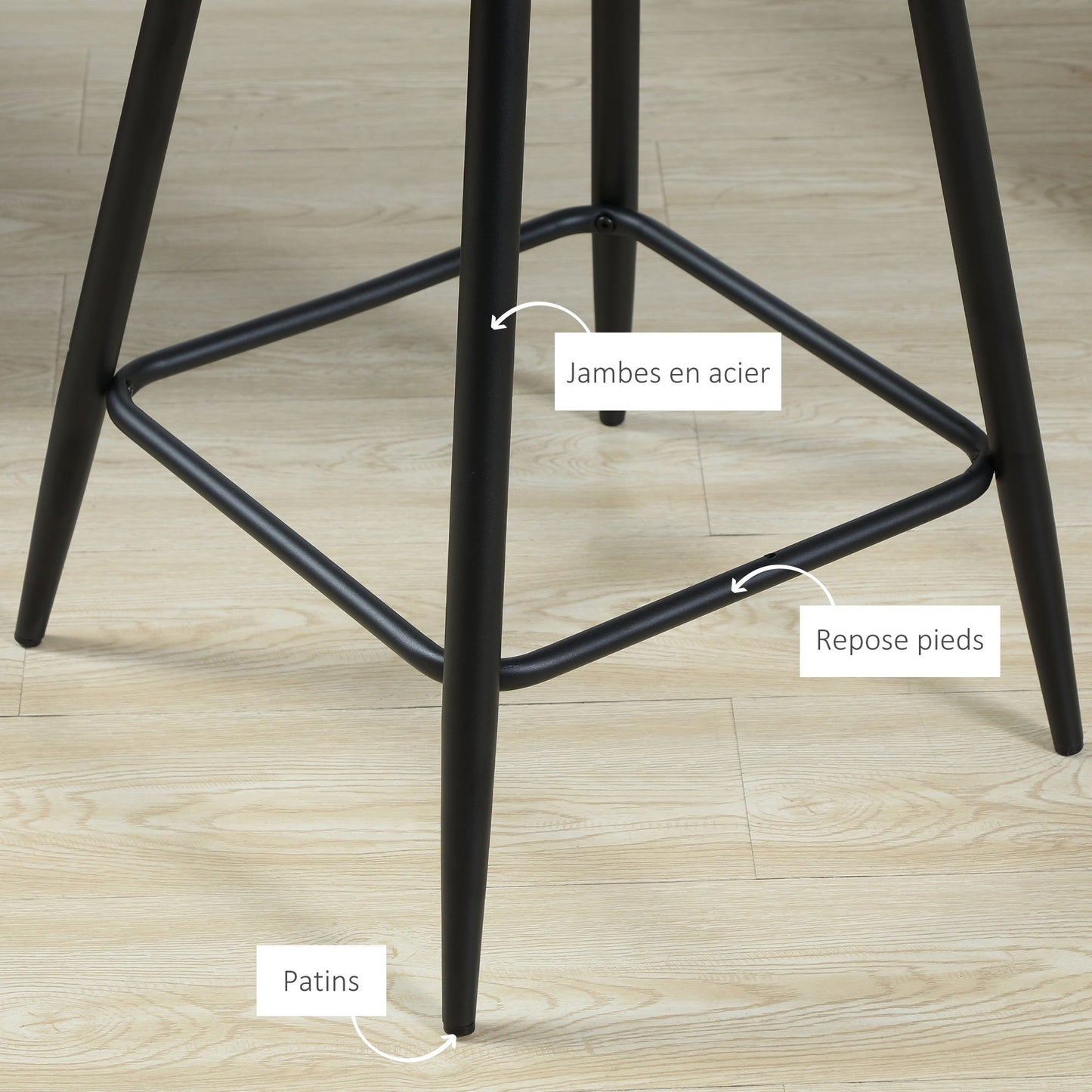Velvet Barkruk – Hoge Barstoel – Keukenstoel – Barstoel Met Armleuning – Barstoel Met Voetsteun – Set Van 2 – Zachte Zitting – Stabiele Metalen Poten – Grijs – 67 Cm Hoog