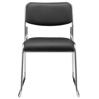 Vergaderstoel – Conferentiestoel – Bureaustoel – Stapelbare Stoel – Kantoormeubilair – Set Van 4 – Ergonomisch Comfort – Metalen Verchroomd Frame