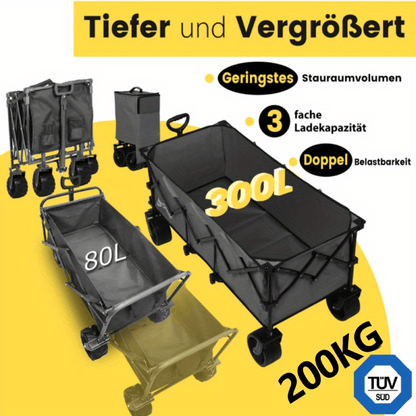 Vouwkruiwagen – Opvouwbare Kruiwagen – Inklapbare Handkar – Tuinkar – Transportwagen – 200 kg Draagvermogen – Extra Brede Banden 17x10 cm