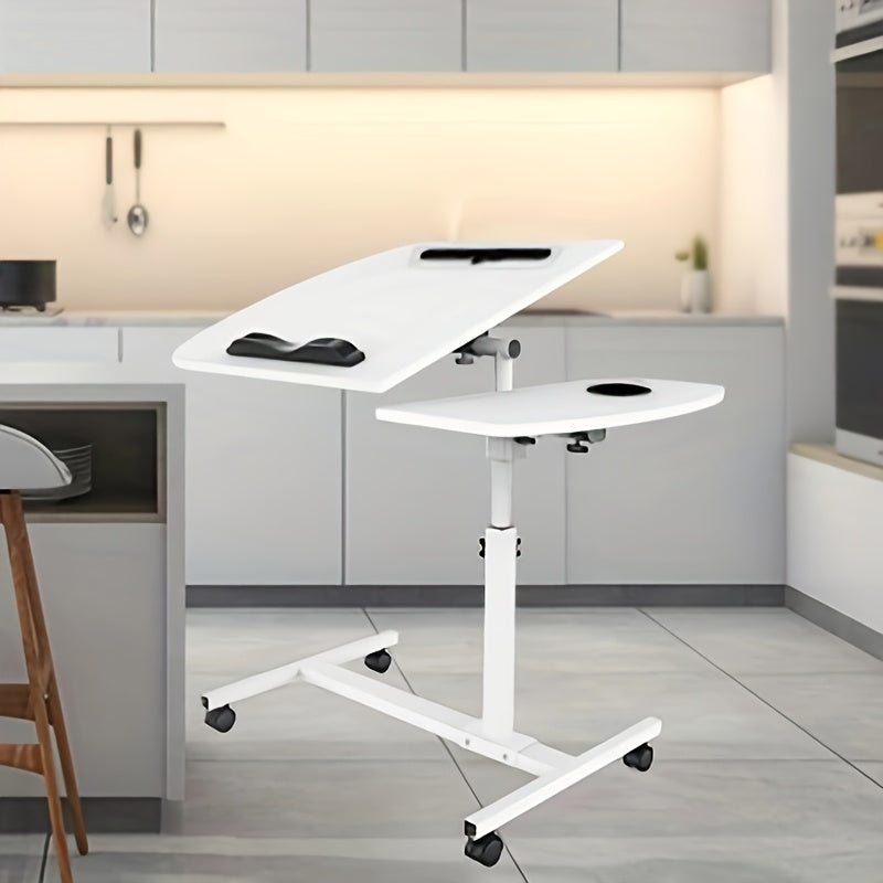 Space-Saving Adjustable Desk 60x40cm | Tilt-Top & Height Adjustable from 61-95cm | Ergonomic Bedside Office Desk for Living Room, No-Tool Assembly, Polished Metal Finish, Compact Design for Small Spaces, Adjustable Desk, Mode