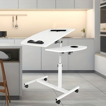 Space-Saving Adjustable Desk 60x40cm | Tilt-Top & Height Adjustable from 61-95cm | Ergonomic Bedside Office Desk for Living Room, No-Tool Assembly, Polished Metal Finish, Compact Design for Small Spaces, Adjustable Desk, Mode