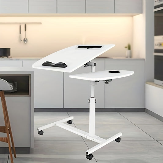Space-Saving Adjustable Desk 60x40cm | Tilt-Top & Height Adjustable from 61-95cm | Ergonomic Bedside Office Desk for Living Room, No-Tool Assembly, Polished Metal Finish, Compact Design for Small Spaces, Adjustable Desk, Mode
