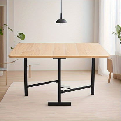 Uitklaptafel – Klaptafel – Vouwtafel – Eettafel – Inklapbare Tafel – Natuurlijke Houtkleur – Uittrekbaar 120x80 cm – Stevig Metalen Onderstel