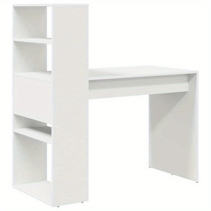 Bureau – Computertafel – Werkplek – Schrijftafel – Desk – Modern Compact Wit Bureau – Ruimtebesparend Met Open Opbergrek – Stevige MDF Houtconstructie 113x54x120 cm