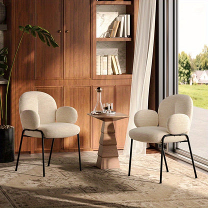 Set van 4 Stijlvolle Scandinavische Eetkamerstoelen – Gebogen Accentstoelen met Verstelbare Poten – Gestoffeerd, Grijs, Voor Eetkamer of Woonkamer