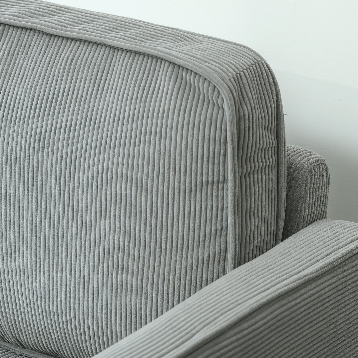 2-zits bank – tweezitsbank – zitbank – loveseat – compacte bank – met opbergruimte – moderne cordstof – massief houten poten – lichtgrijs – armleuningen – 117x63x79 cm