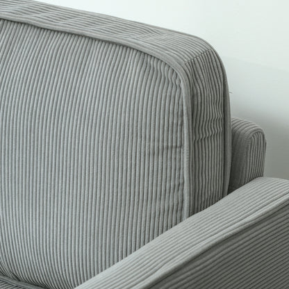 2-zits bank – tweezitsbank – zitbank – loveseat – compacte bank – met opbergruimte – moderne cordstof – massief houten poten – lichtgrijs – armleuningen – 117x63x79 cm