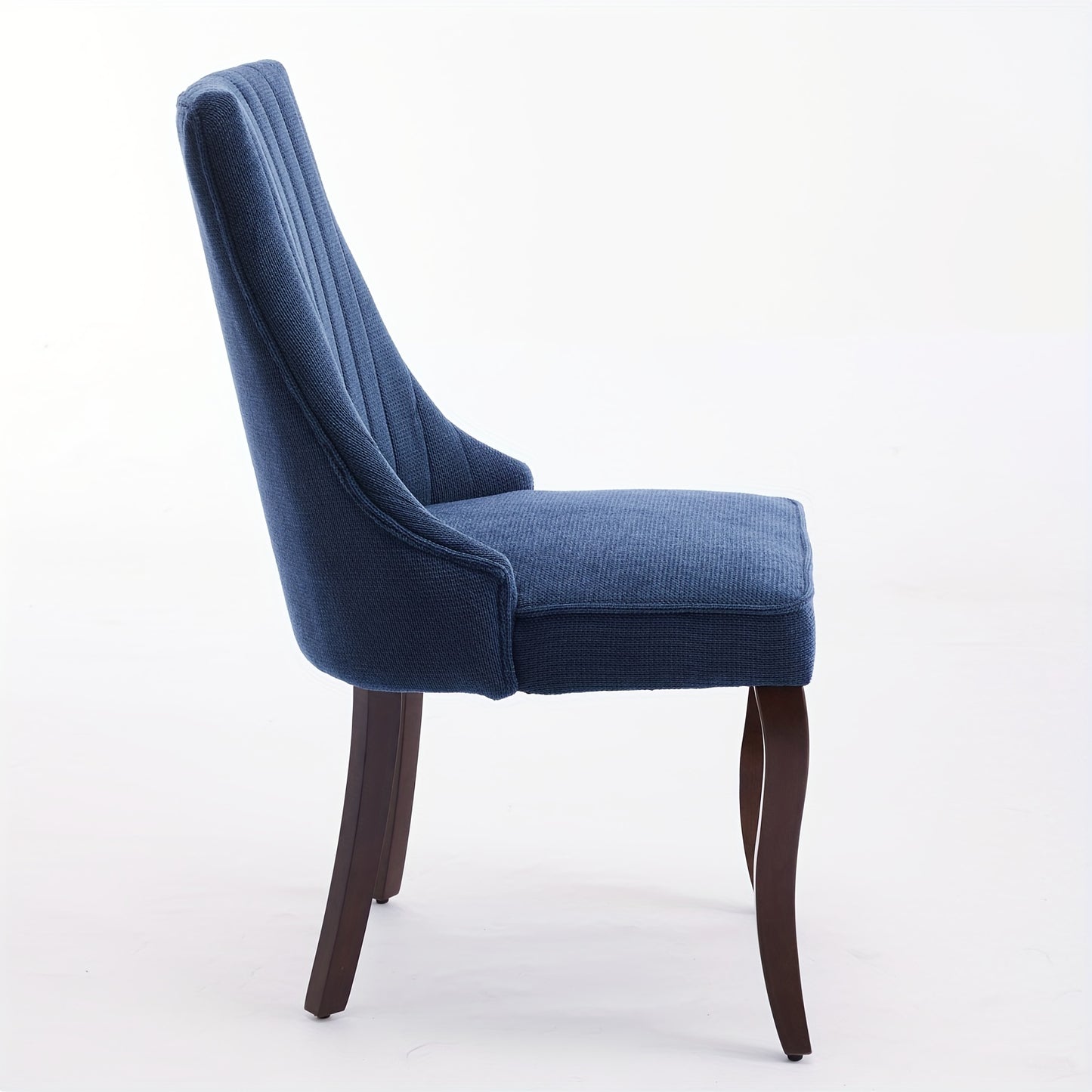 Rayon Fabric Flocked Linen Dining Chairs, Passageway Kitchen Dining Chairs, Comfortable Fabric Upholstered Dining Chairs with Curved Solid Wood Legs, Set of 2 (Blue), Dining Room Table And Chair Set, Dining Table Chair, Dinin