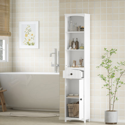 Badkamerkastje – Badkamermeubel – Opbergkastje – Toiletkast – Witte kast – 3 Ruime Planken – 1 Lade – Duurzaam MDF – Compact Vrijstaand Design
